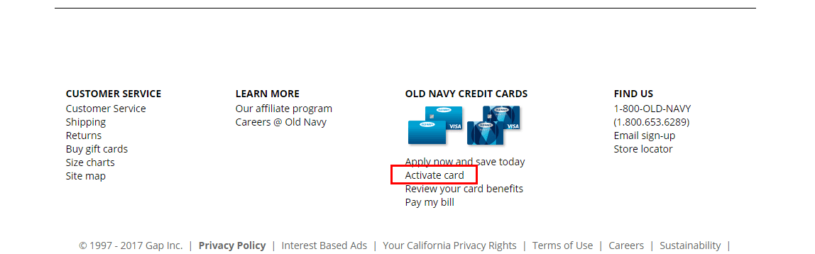 Activate Old Navy credit card