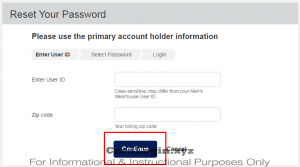 Men's Wearhouse retrieve login details