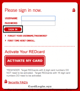 Target Redcard login